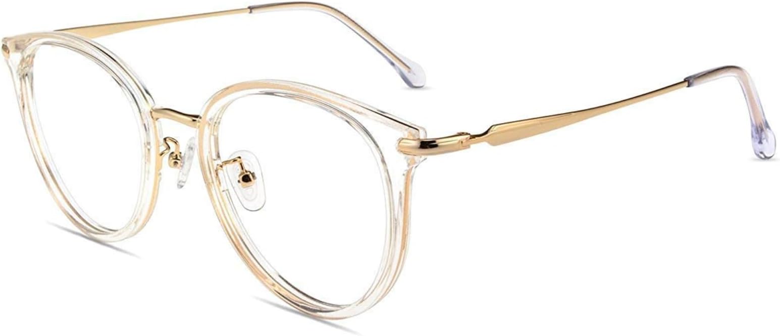 Firmoo Blue Light Blocking Glasses Women Men, Anti Glare Reduce Headaches UV400, Vintage Round Frame Glasses for Computer Screen