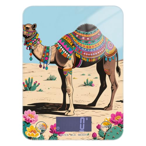 Bilancia da cucina in stile vintage bohémien, con fiori di cactus, per caffè espresso, 5 kg/5 g, portatile, bilancia da cucina con 4 unità per preparare i pasti spezie da forno peso digitale para