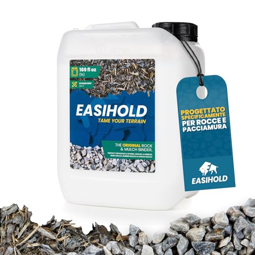 EASIHOLD Rocks - Legante per Ghiaia XL da 5 Litri per incollare Pietre, Corteccia e Ghiaia su Bordi, Cortili e vialetti del Giardino. Dura Fino a 3 Anni, Non tossico Pronto all'Uso.