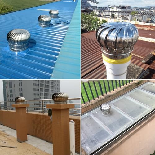 Extractor de ventilación para tubería, ventilador de acero inoxidable para casas, fábricas y gallineros, turbinas de techo para ventilación de aire con abrazadera, caperuza giratoria para chimenea silenciosa miniatura 3