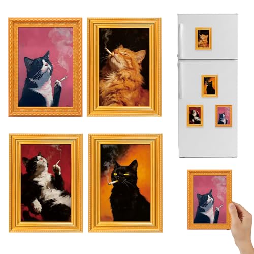 Imanes de madera para nevera con diseño de gato