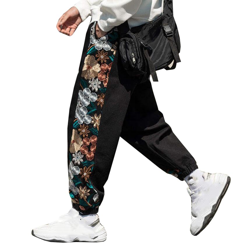 Aoleaky Spring Autumn Embroidery Patchwork Harem Trousers, Casual Pants, Harajuku Joggers3