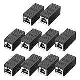 RJ45 Coupler, in Line Coupler Cat7/Cat6/Cat5e Ethernet Cable Extender Adapter Female to Female (10 Pack Black)