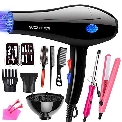 SUNBAOBAO Professional Hair Dryer, Female Hair Styling Set 3 in 1 Gift Set