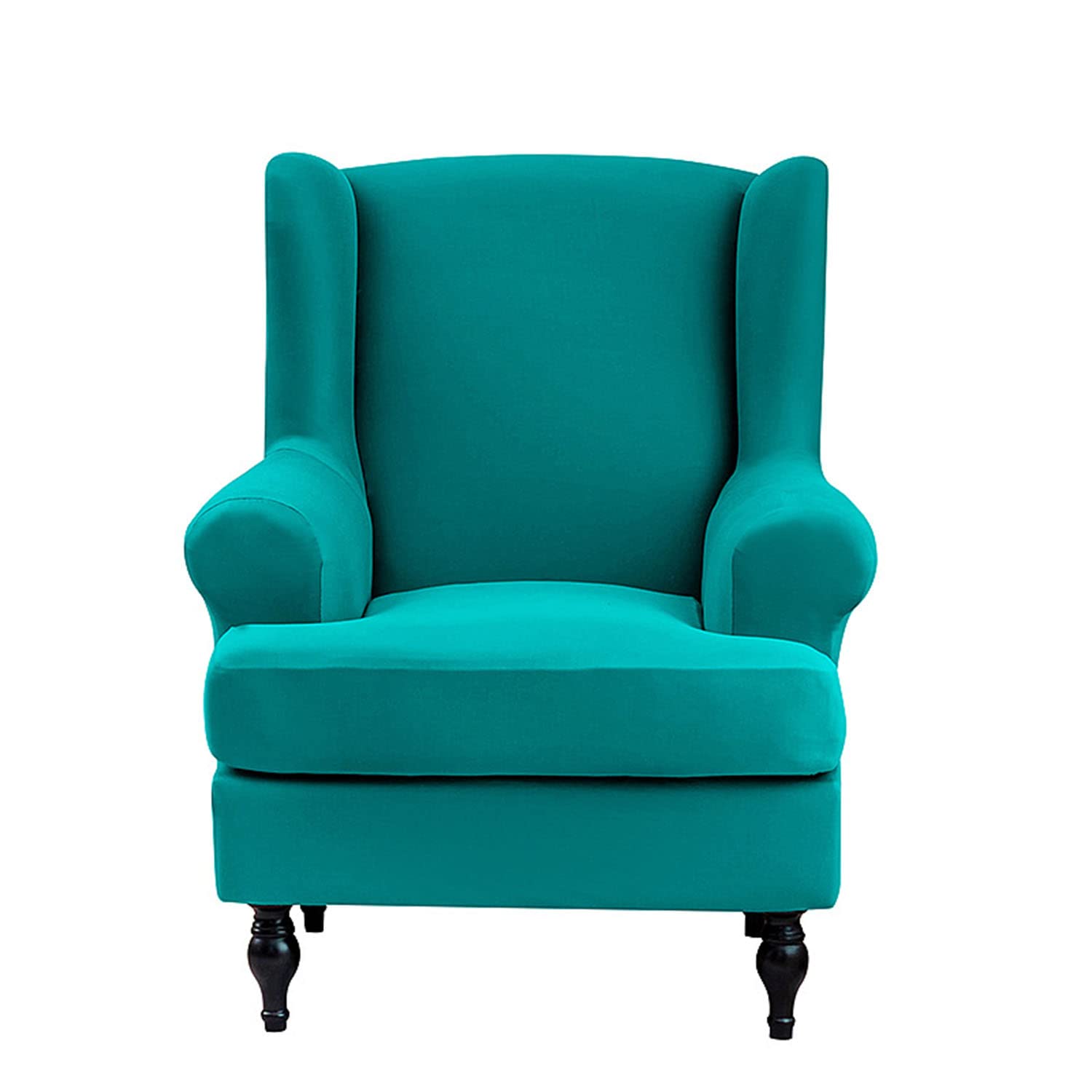 Housse de protection pour fauteuil à oreilles bleu extensible, lot de 2 antidérapants