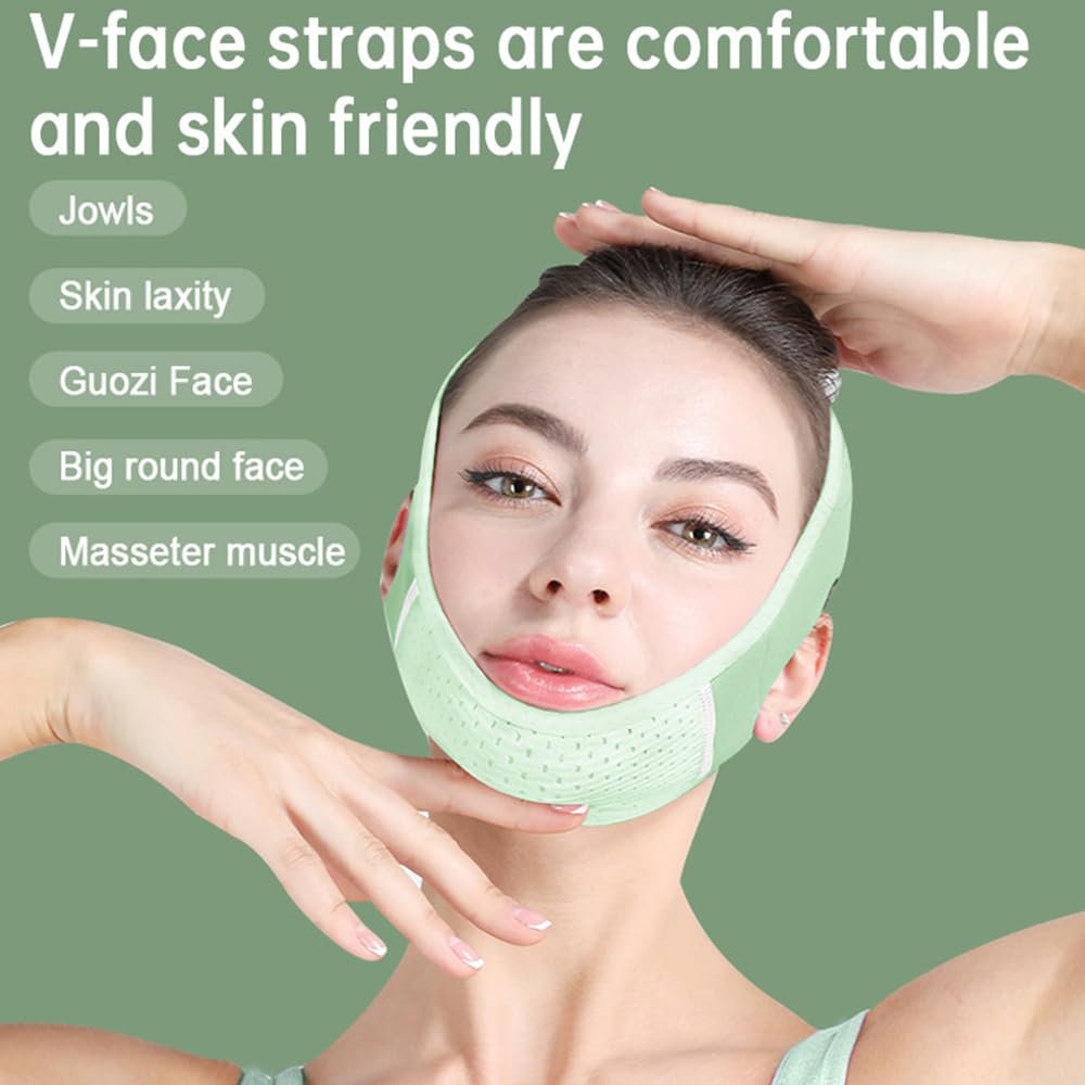 XFSRG Slimming Belt, Double Chin Band Women Double Chin Mask Women Face Mask Firming V Shape Remove Double Chin Lifting Visage (Green) - Image 4