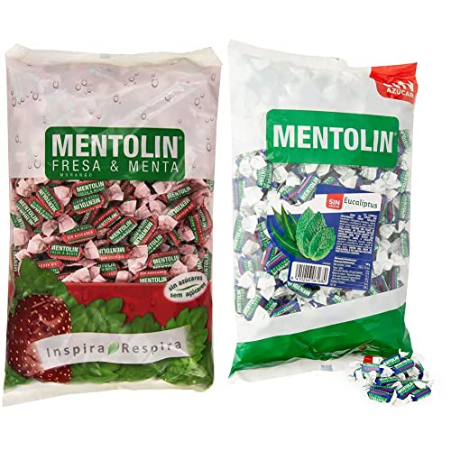 Mentolín - Fresa & Menta - Caramelo duro sin azúcares con edulcorantes - 1 kg & Caramelo Balsámico sin Azúcar - 1000 gr Cover