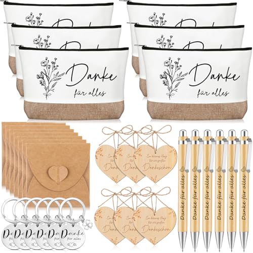 Nezyo 6 Sets de Regalos de Agradecimiento para Empleados Regalos de Despedida para Colegas Neceser Bolígrafo de Madera Colgantes en Forma de Corazón para Profesores y Enfermeras