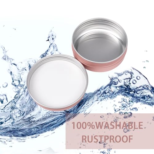 24 Pack 3oz Screw Top Aluminum Tin Jars with Screw Lids and Blank Labels - Refillable 90ml Metal Containers for Lip Balms, Candles, Salves, Spices, Crafts (Rose Gold)4