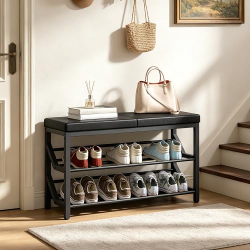 Shoe-Bench-with-Cushion-Entryway-Bench-with-Shoe-Storage-HX09BB-Shoe-Rack-Bench-with-PU-Leather-Cushion-Slanted-Shoe-Rack-with-Bench-Shoe-Storage-Bench-for-Entryway