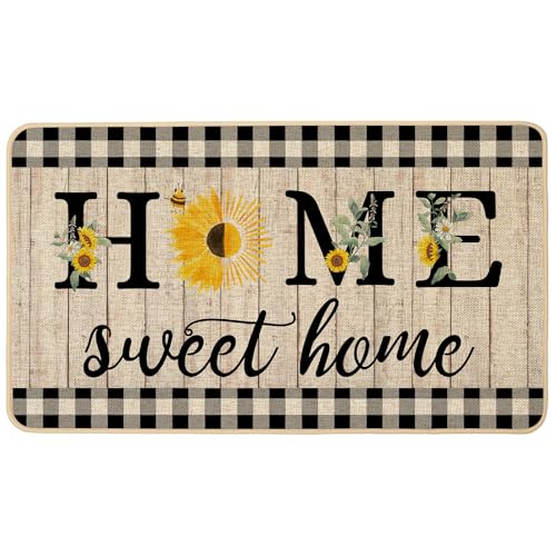 ORTIGIA Summer Sunflowers Doormat Home Sweet Home Indoor Outdoor Patio Welcome Door Matss Non-Slip Durable Entrance Mat for Home Entrance Outside Entry Yard Floor Patio 17x29.5INCH