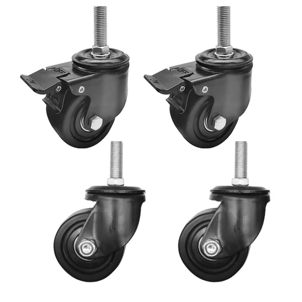 Ruedas giratorias 2.5/3 Ruedas giratorias de alta resistencia Rosca larga M16 × 30 mm Ruedas giratorias silenciosas de 1000 kg Ruedas industriales con freno para muebles Andamio Banco de trabajo 4 pie