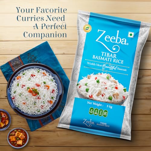 Image of Zeeba Tibar Basmati Rice 5 Kg, Perfect for Daily Home Cooking (Cooked length upto 18mm*)