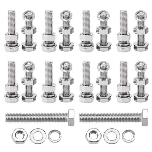 Fhioevt 80 Pezzi Bulloni e Dadi M6 X 60 mm Bulloni Esagonali M6 Viti in Acciaio Inossidabile 304 Bulloni e Dadi Esagonali Testa Viti M6 con Dado e Rondella Set per Auto, Mobili, Navi, Costruzion