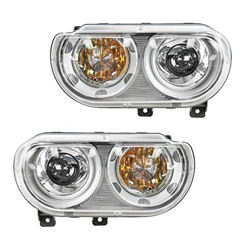 Image of TRQ Headlight Assembly Set CH2502219 CH2503219 Compatible with 2008-2014 Dodge Challenger