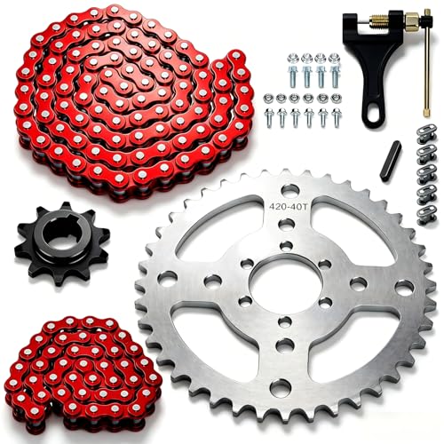 CILOYU 420 Chain 40 Tooth Sprocket 40mm Replacement for Coleman BT200X CT200U-EX CT200U CT100U CC100X Baja MB165 MB200 Doodlebug DB30 Predator 212 196cc Engine Parts 420 Chain 90 + 42 Links (10 Hole)