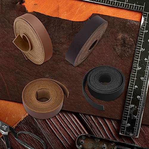 Jinruikj Top Grain Leather Strap - 1/2 Inch Wide 72 Inches Long Black Leather Strips - Very Suitable For Diy Arts & Craft Projects, Traction Ropes, Bag Straps, Furniture Handles #TOP6