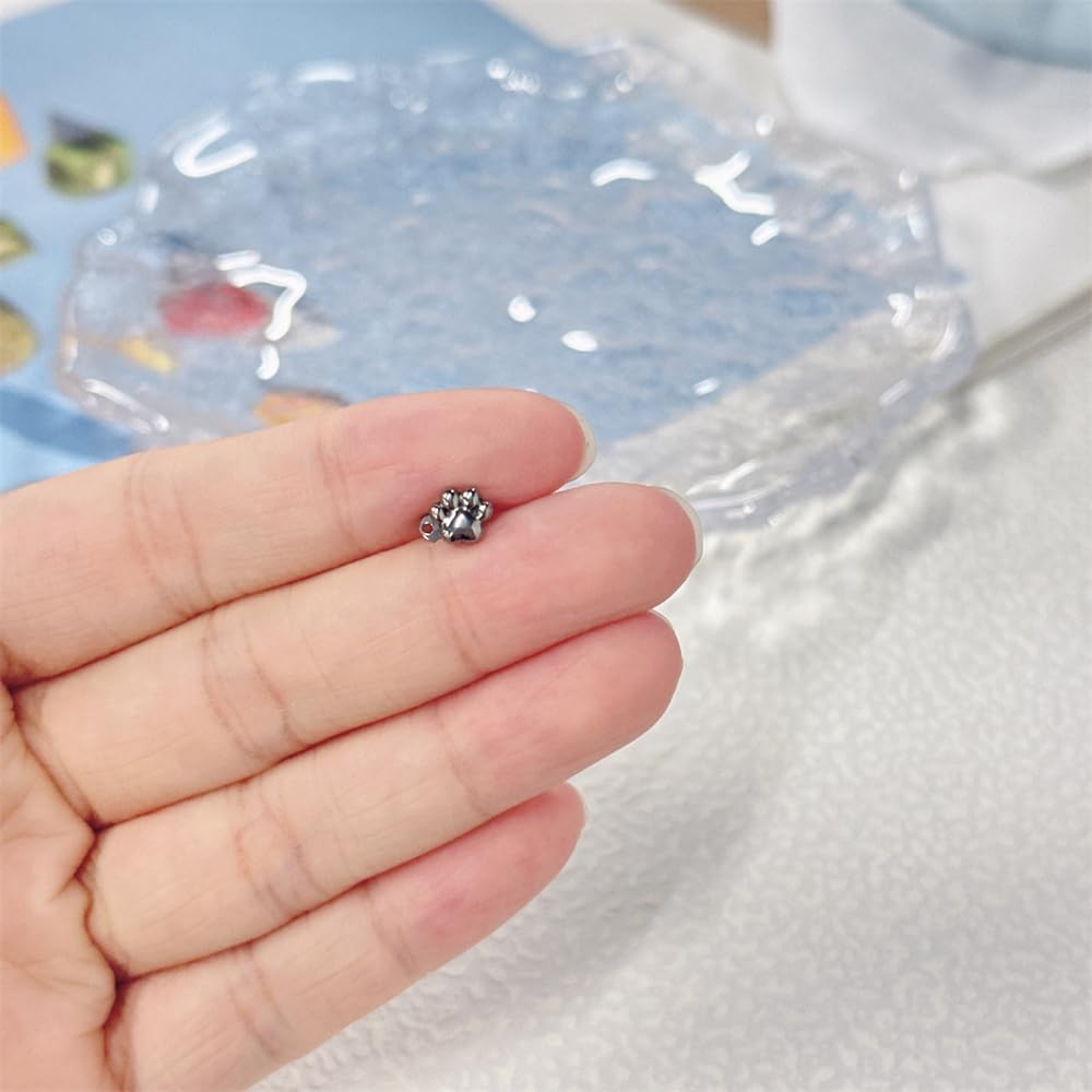14G Cute Paw Print Dermal Anchor Top and Base, G23 Titanium Internally Threaded Microdermal Surface Piercing Stud Body Jewelry for Women Men