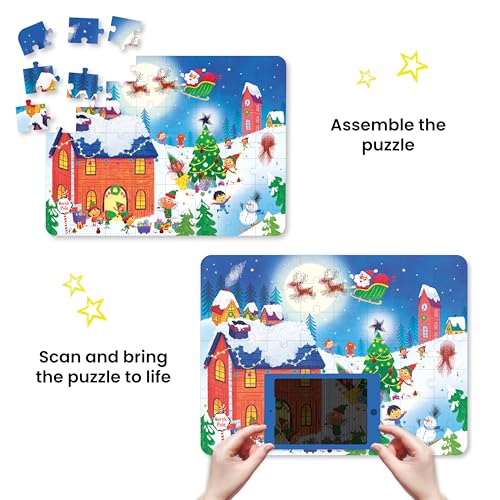 Image of Scanimaze Winter Wonderland Puzzle, Animated Puzzle & Game with scanning Lens, 56 piece Jigsaw Puzzle with 25 Riddle Cards, Educational STEM Toy, Gifts for Boys & Girls Ages 4,5,6,7