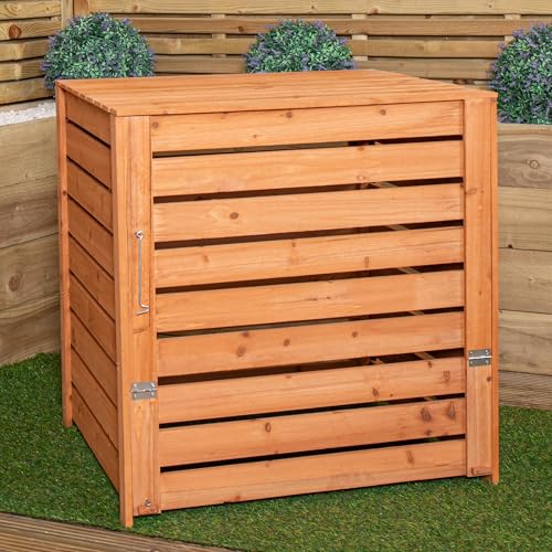 Samuel ALEXANDER 74 x 71cm Large Wooden Garden Waste Compost Bin with Removable Lid & Bottom Door