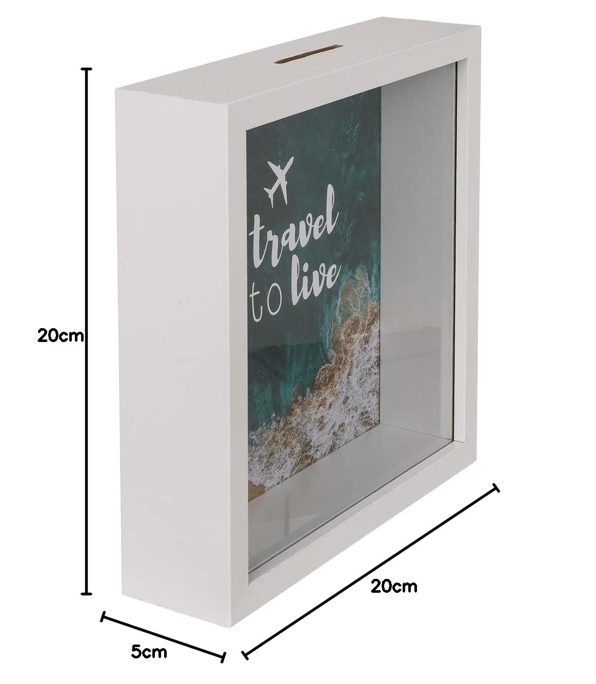 Salvadanaio Viaggi In Legno - Design Con Scritta Travel Fund E Manico - Foto 2