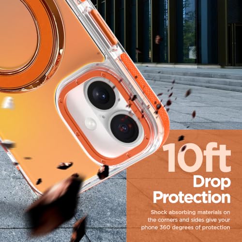 Image of Magnetic for iPhone 17 Case with Stand [Compatible with Magsafe] [Cute Fashion Fluorescent Design] [1 Screen Protector] Slim Translucent Matte Case for iPhone 17 6.3 inch 2025, Orange