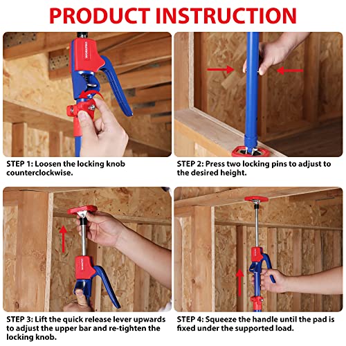 image for WORKPRO Cabinet Jack Support Pole, 54-114 Inches Steel Telescopic Quic