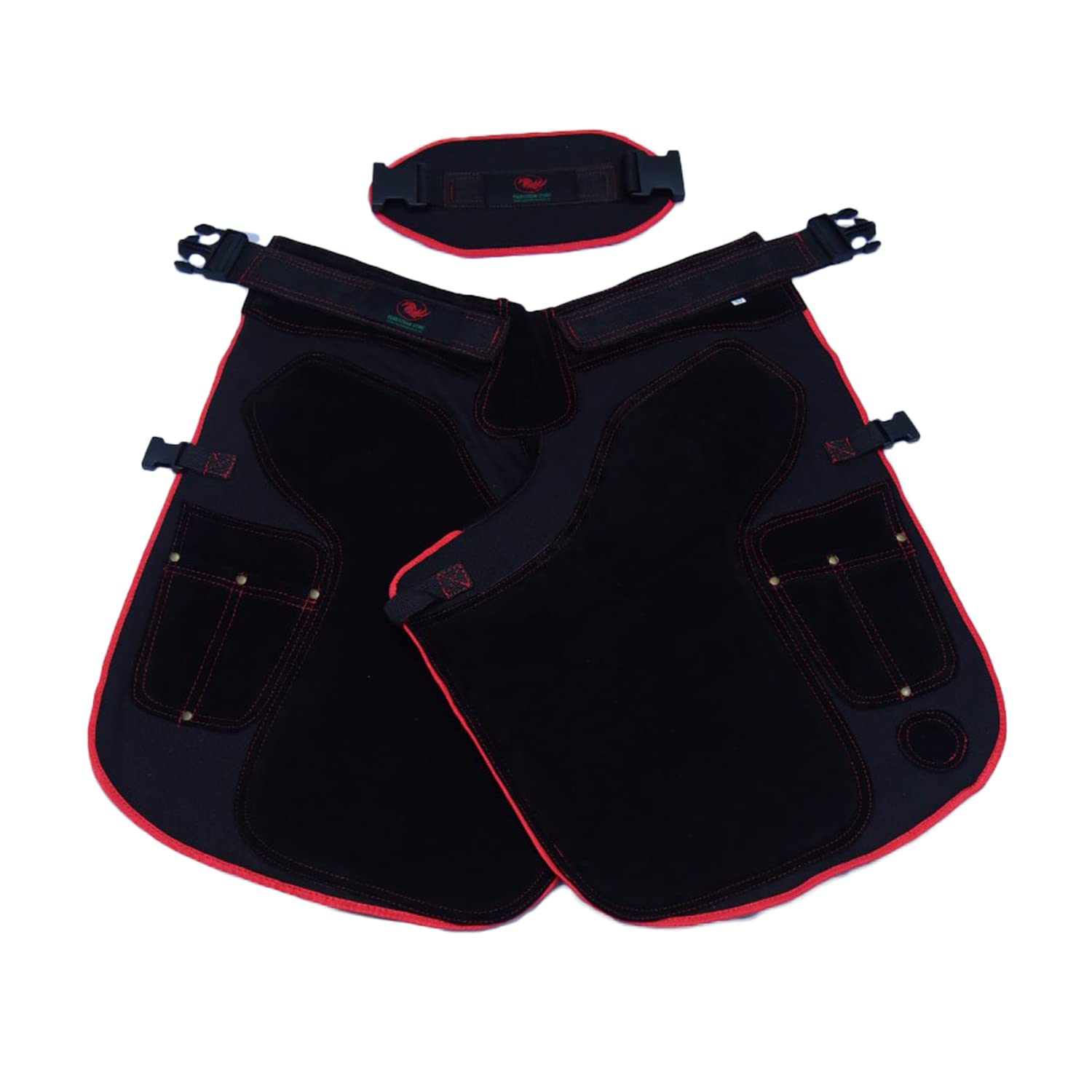 EQUESTRIAN STORE Delantal de herradura de 65 cm, de piel de herrador, delantal de piel auténtica de ante para herradores, para el cuidado de los cascos, delantal ajustable,, Marrón chocolate y negro,