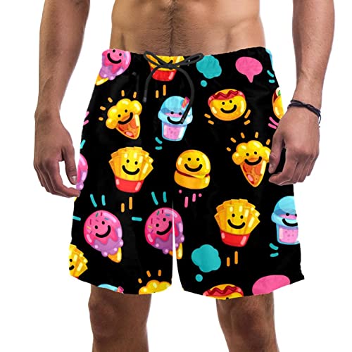Short de plage hommes JDEZ maillot de bain anti-humidité frites glace