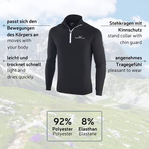 Black Crevice Heren ski-rolli met ritssluiting I functioneel shirt met lange mouwen I heren functioneel shirt in verschillende kleuren en maten I flexibel en ademend herenshirt met lange mouwen - Afbeelding 5