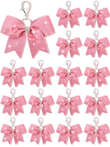 Image of Tondiamo Cheer Bow Keychain Cheer Keychain with Rhinestones Cheerleader Keyrings for Team Gift Cheerleading Sports Accessory