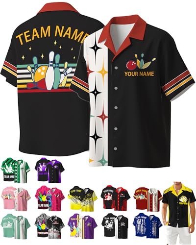 Custom Bowling Shirts Customized Unisex Short Sleeve Button Down Casual Shirt Personalized Name Jersey for Men