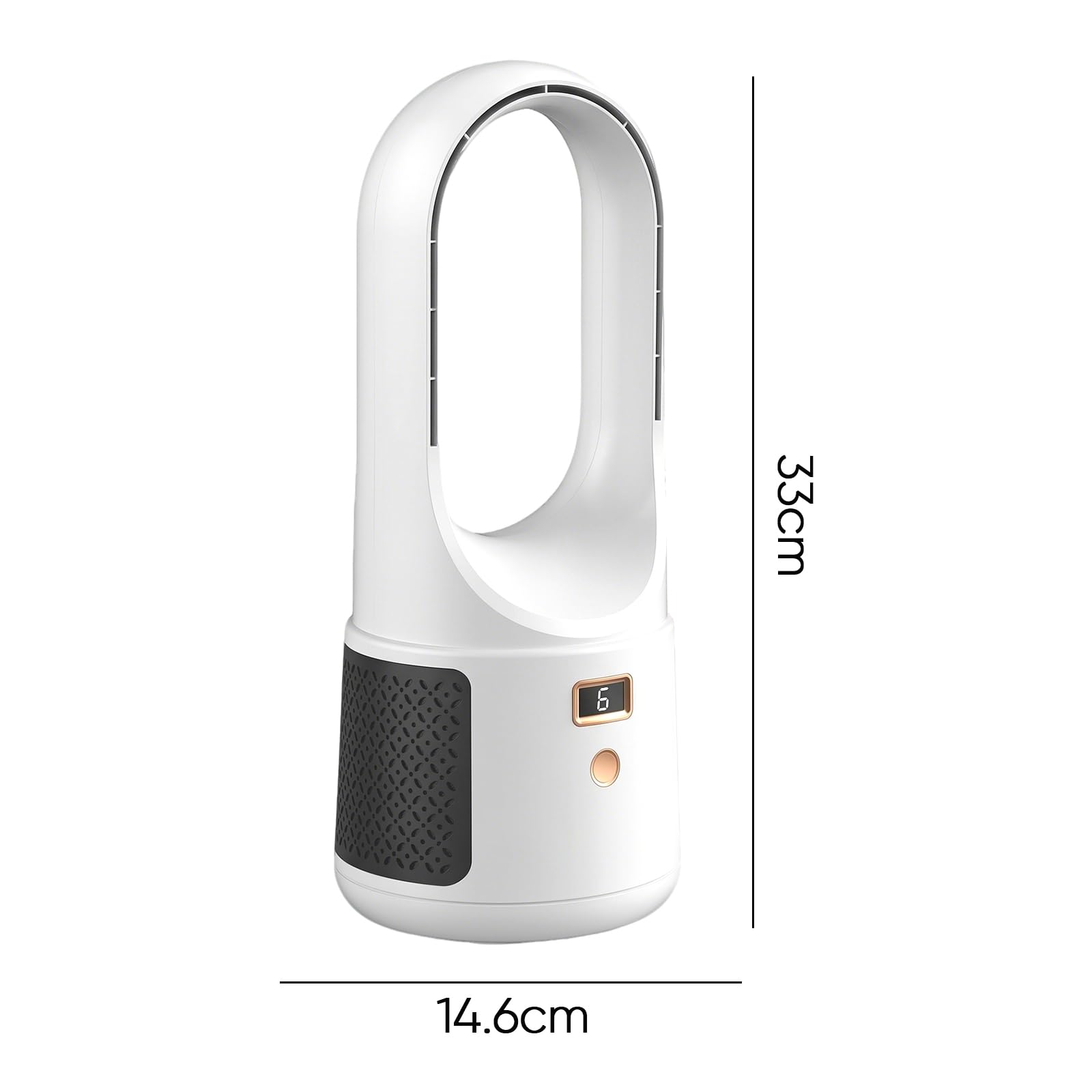 Ventilatore da tavolo senza pale - Ventilatore da scrivania silenzioso (bianco) | Display LED, 6 velocità, controllo touch, ventilatori senza pale per camera, ufficio, bambini e animali (bianco)