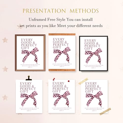 Image of LARTSFRO Coquette Pink Leopard Bow Wall Art Decor Posters, Y2K Cheetah Leopard Bow Room Bedroom Bathroom Dorm Wall Art Decor Aesthetic for College Teen Girls Gifts, Inspirational Bible Verses Bow Wall Decor, 10x8 Inch Set of 4 Pcs Cheetah Bow Pictures (UNFRAMED)