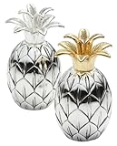 Godinger Pineapple Salt & Pepper Set,Silver/Gold