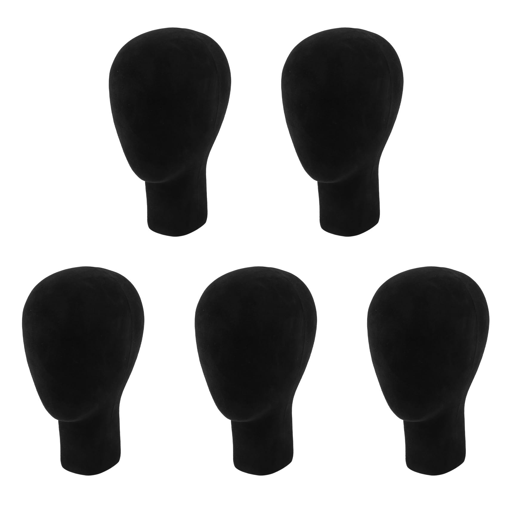 Mousse de polystyrène noir pour ce lot de 5 têtes de mannequin de 35cm avec socle stable - 8