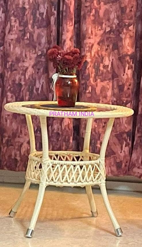 Image of India 4+1 Outdoor Indoor Patio Furniture Sets Rattan Set Conversation Set Bistro Set Balcony Outdoor Garden Furniture Chair (Cream and Yellow Cushion)