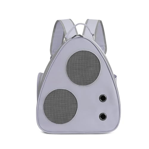 SUNCN ペット用バックパック、猫と犬のバックパック、ダブルチェストストラップ、セルフロックジッパー、小型犬、宇宙船バッグ、通気性、大容量、折りたたみ式、病院に行く、散歩、旅行、災害避難用 (グレー) -