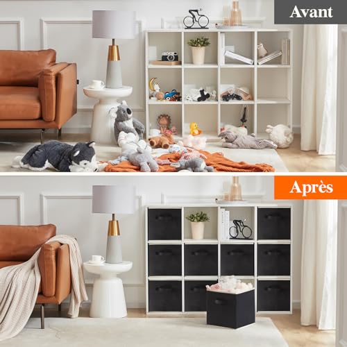 Cubes de rangement pliables Lifewit | Lot de 10 boîtes en tissu noir 18L - 7