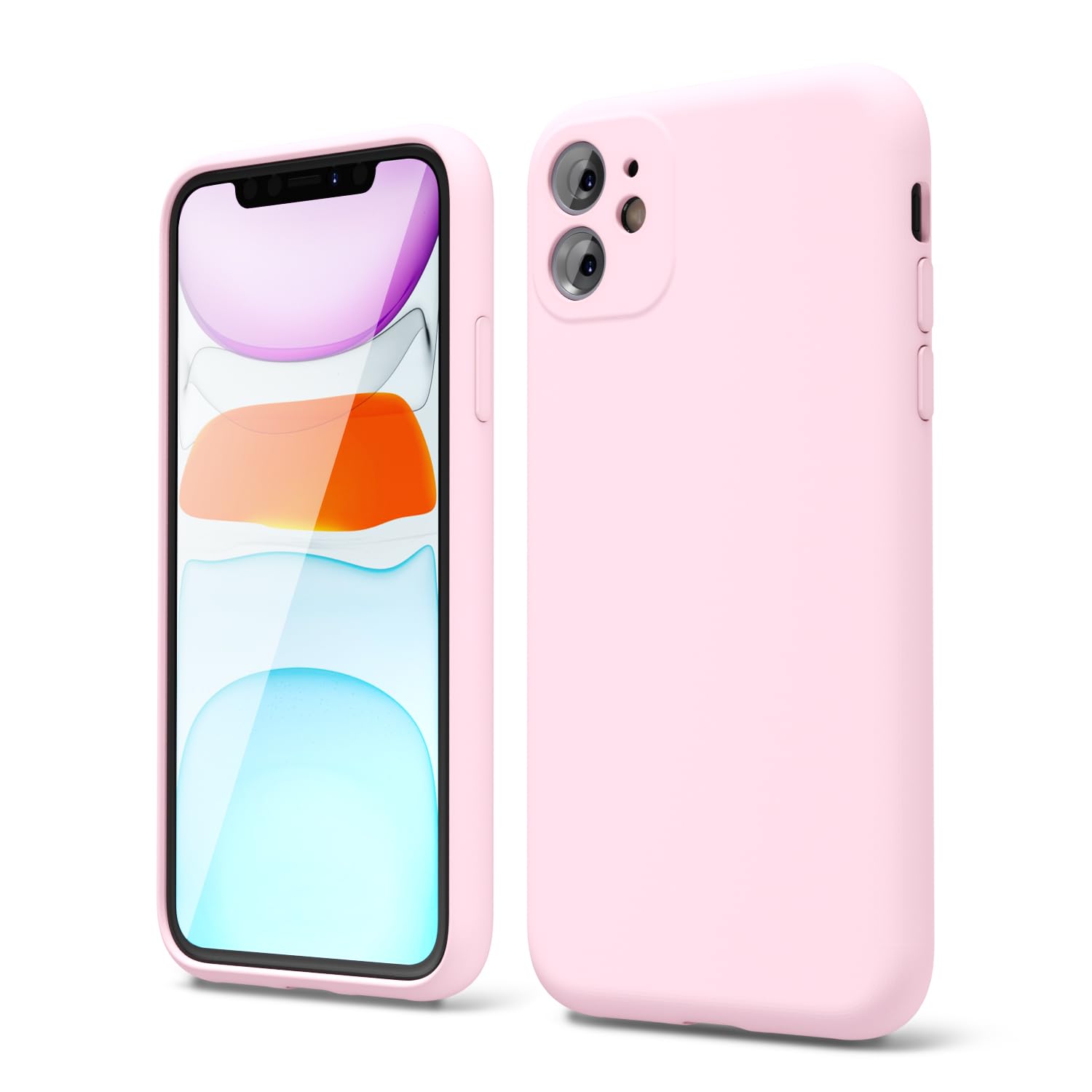 Oakxco for iPhone 11 Phone Case Liquid Silicone, Cute Thin Slim Soft Rubber TPU Plain Smooth Gel Cover for Women Girl Aesthetic Design, Matte Solid