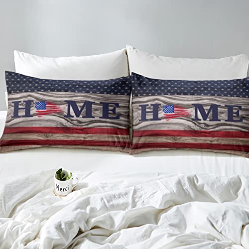 Housse de Couette Drapeau Américain Étoiles et Rayures Style Géométrique - 5