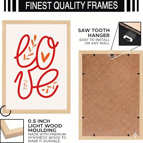 Image of BLINKART love typography Aesthetic Modern Art Walls With Frame | Natural Wood Texture | Living Room Bedroom Office Wall Decoration | Poster Home Decor Frames Wall Bedroom | 12x8 Inches (D62)