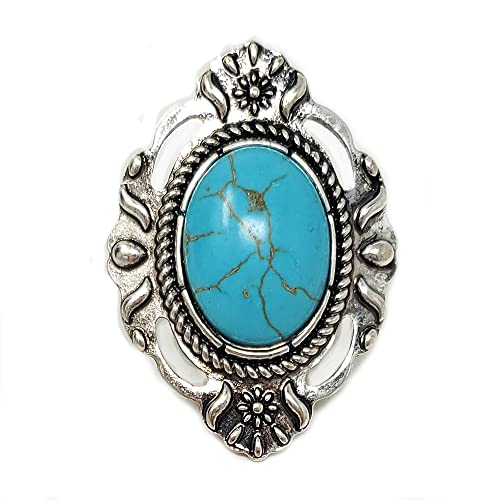 Emulily Western Concho Stretch Ring (Turquoise) Boho