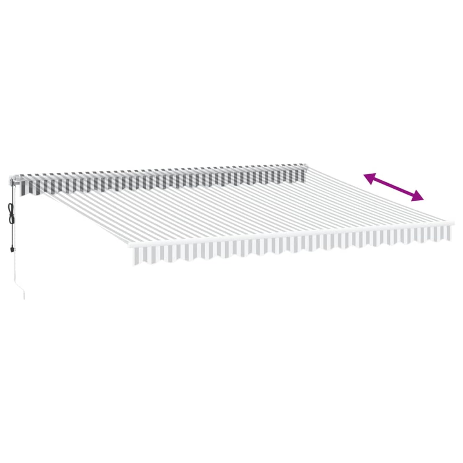 Gelenkarmmarkise mit LED und Windsensor, Polyester-Stoff PU-beschichtet, 450x350 cm, Anthrazit/Weiß, für Privat & Gastronomie