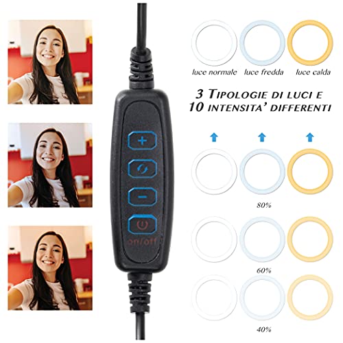 Selfie-Licht Tik Tok, LED-Ring, 10 Zoll (25,6 cm), Handy-Stativ, Ring-Licht, 3 Beleuchtungsmodi und 10 Helligkeit, Make… – Bild 4