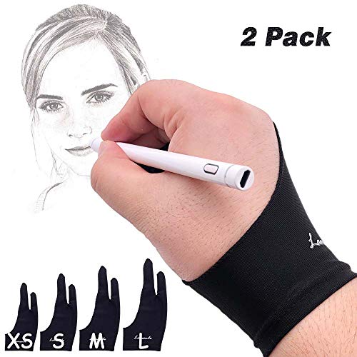 Artist's Glove for Drawing Tablet, Sketch Glove with 2-Finger, Reduce Friction, Elastic Lycra, Good for Right and Left Hand