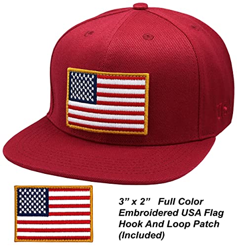Image of Antourage American Flag Unisex Baseball Hat for Men and Women | USA Flag Mesh Snapback Flat Visor Cap + 2 Patriotic Patches