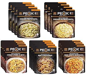 Peak Refuel Entrée Variety Pack | Freeze Dried Backpacking and Camping Survival Food | Lunch/Dinner Meal Pouches