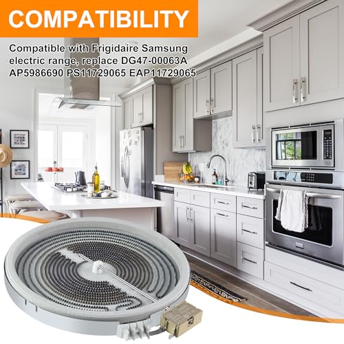NE63T8111SS/AA Dual Surface Heating Element 10 inch fit for Samsung Electric Glass Top Range Stove Burner Parts NE59T4311SS NE59M4320S NE59J3420SS DG47-00063A fit for LG LRE6385ST MEE62385201 LUXRILIX