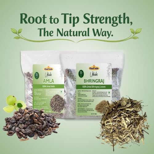 Image of Khadi Utkrisht Herbal Hair Care Combo - Dried Amla & Bhringraj for Hair Growth and Strong Roots - Pack of 2